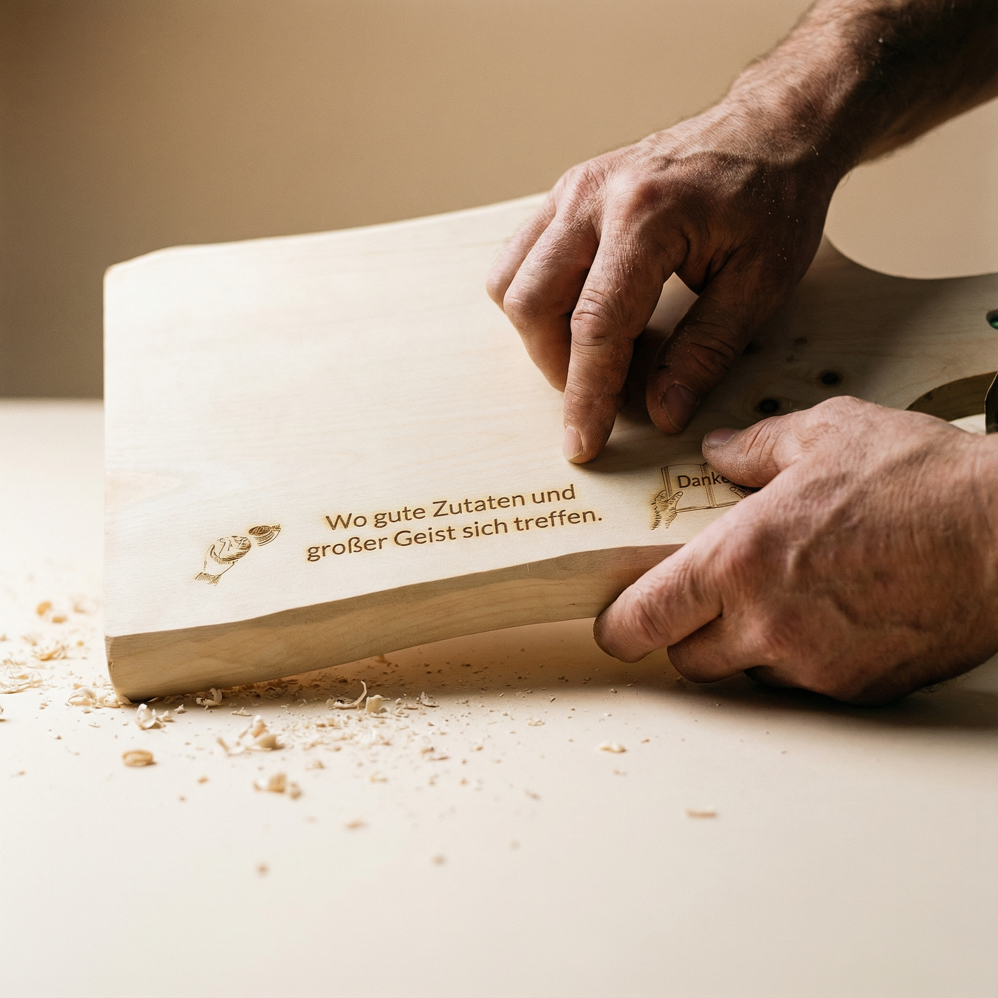 Gravur Lasergravur Personalisert Zirben Jausenbrett