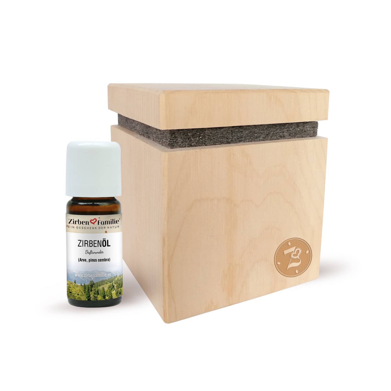Original ZirbenWürfel Premium Duftspender aus österreichischer Zirbe mit 10ml Zirbenöl