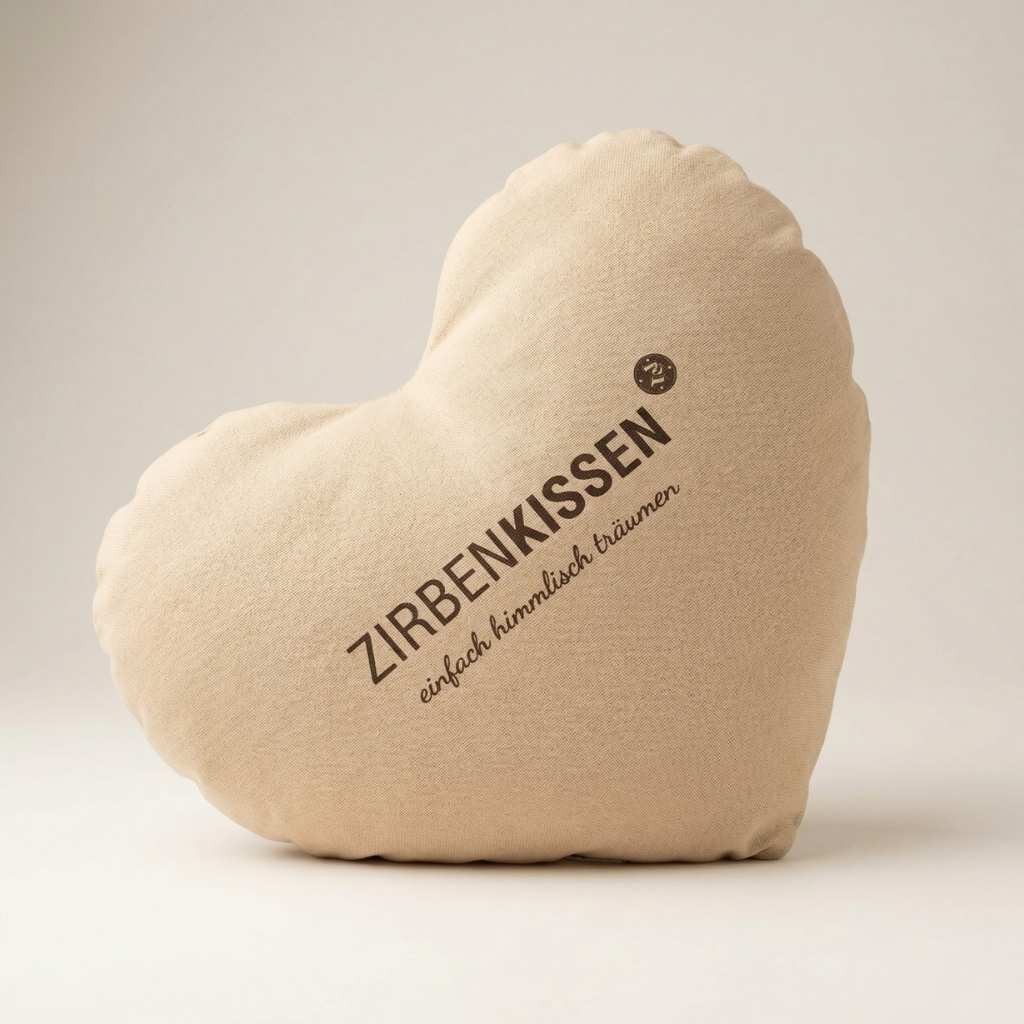 Zirben-Herzkissen beige natur Zirbenprodukt 40x40 cm mit natürlichen Zirbenflocken – handgefertigt in Tirol ohne deko