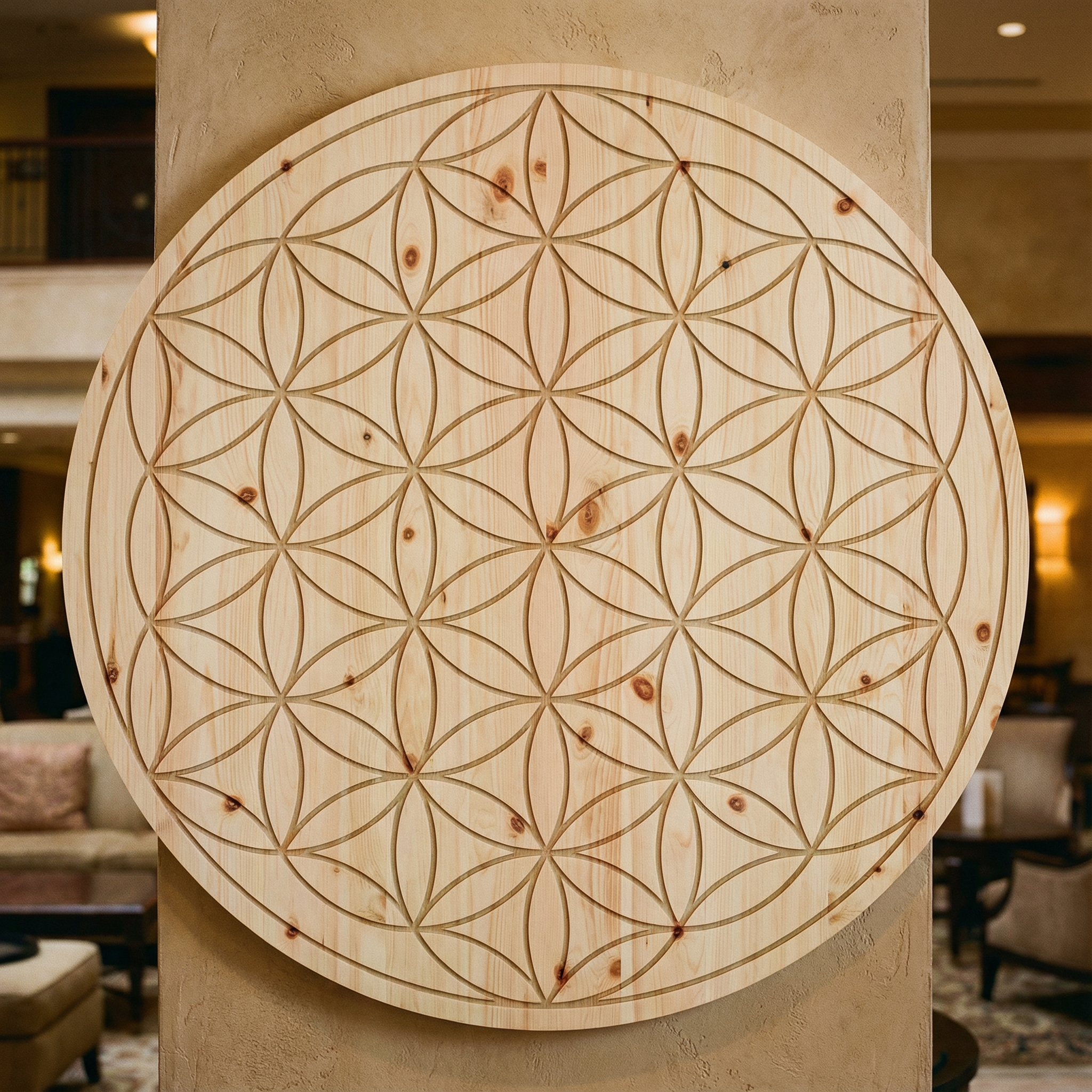 Blume des Lebens Zirbe Hotel Lobby pinus cembra kitzbühel Tirol