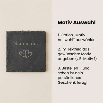 HerzZeit Schiefer-Untersetzer personalisierbar mit Paar-Sprüchen & Self-Care-Botschaften uvm.