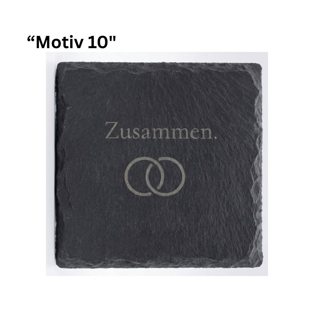 Zusammen Schiefer Untersetzer Valentinstag Ehe
