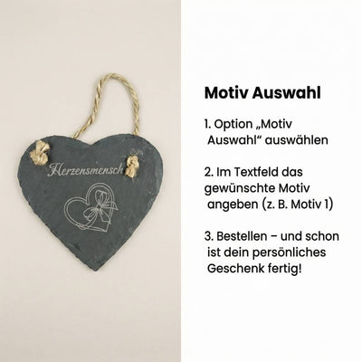 Beschreibung Schieferherz Lasergravur gravur Motiv Auswahl