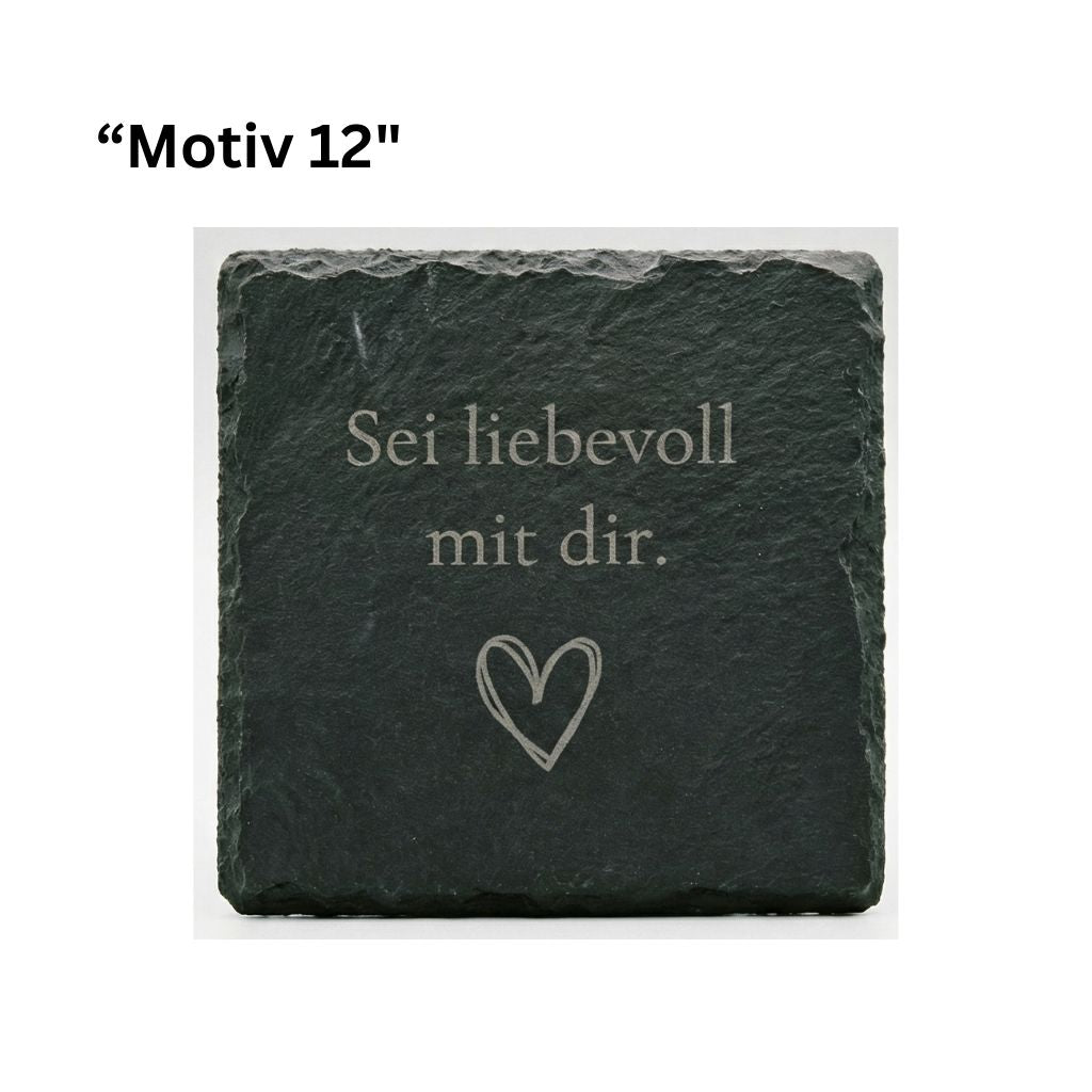 Sie liebevoll mit dir Selfcare Selbstliebe Schiefer Untersetzer