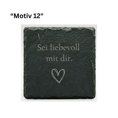 Sie liebevoll mit dir Selfcare Selbstliebe Schiefer Untersetzer