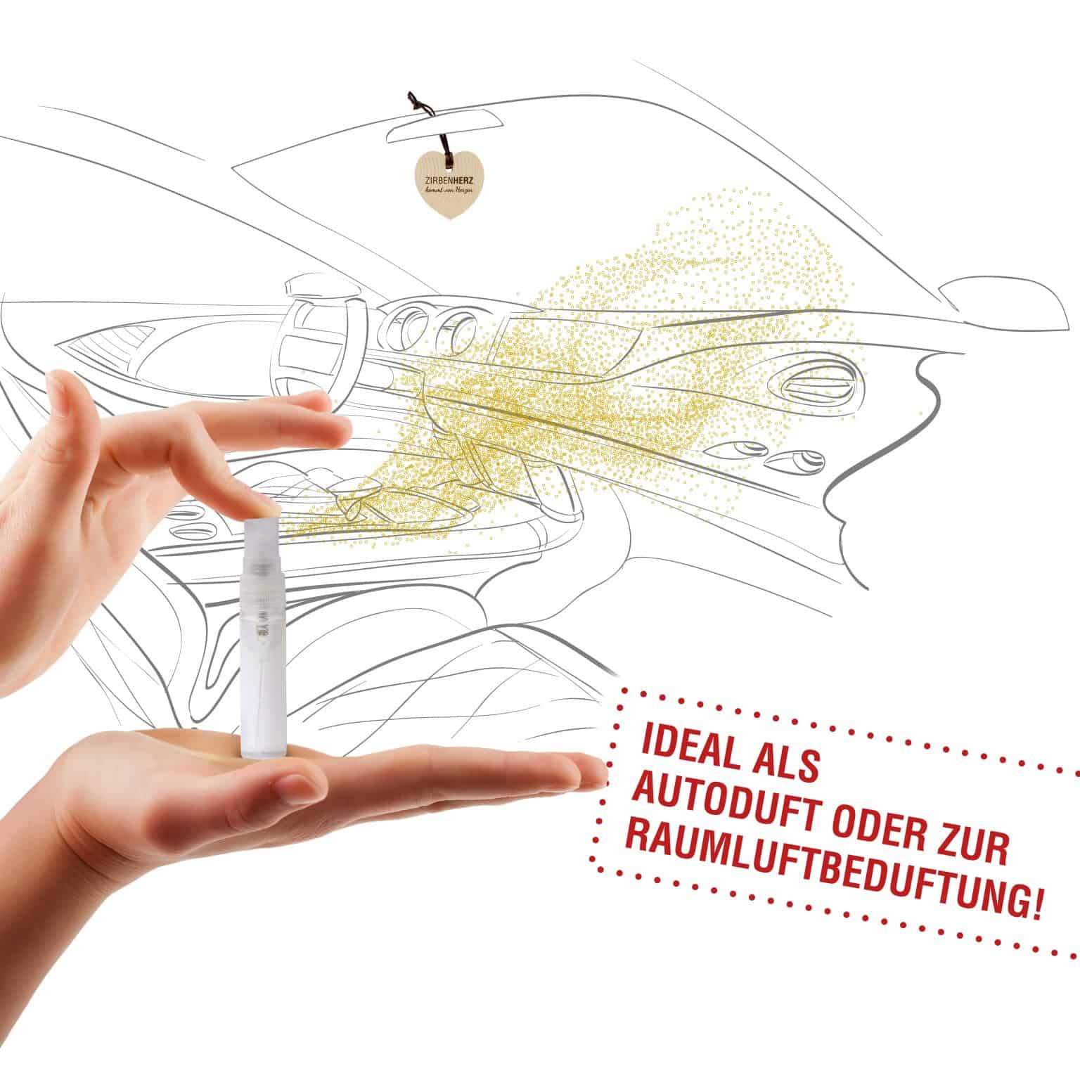 ZirbenHerz Anhänger als Autoduft am Rückspiegel, natürlicher Lufterfrischer aus Zirbenholz
