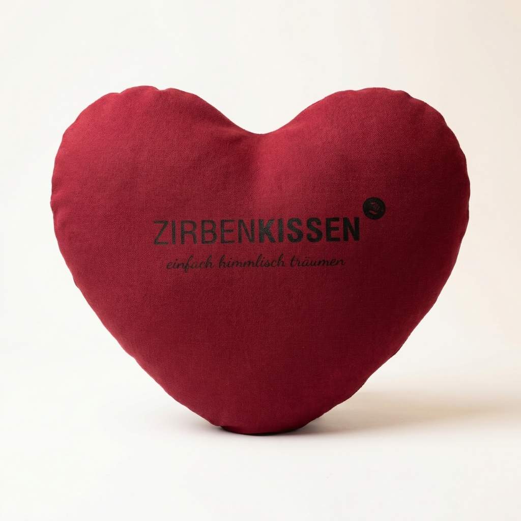 Rotes Zirben-Herzkissen Zirbenprodukt 40x40 cm mit natürlichen Zirbenflocken – handgefertigt in Tirol ohne Deko