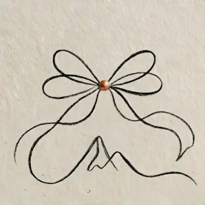 Durchgehende Linie, die eine Geschenkschleife formt und in gezackte Berggipfel uebergeht.
