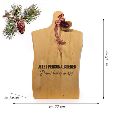 XXL Zirbenholz Jausenbrett mit Gravur und Fotogravur, Abmessungen ca. 45 x 22 cm aus massivem Zirbenholz