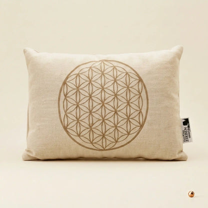 Zirbenkissen Blume des Lebens 30x20 beige Baumwolle Naturprodukt Tirol.